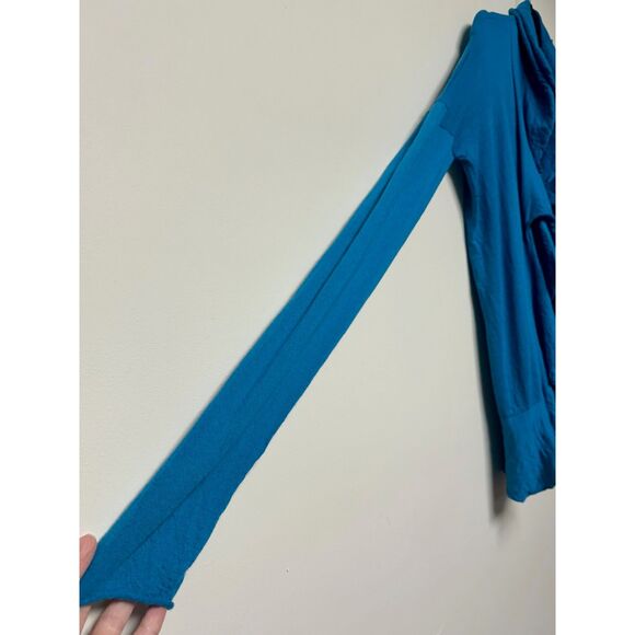 STELLA MCCARTNEY Wool/Cashmere Blue Ruffle Front Cardigan, Sz 40 (S) - Picture 4 of 10